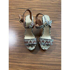 Christian Soriano for Payless brown green wedge sandals size 7